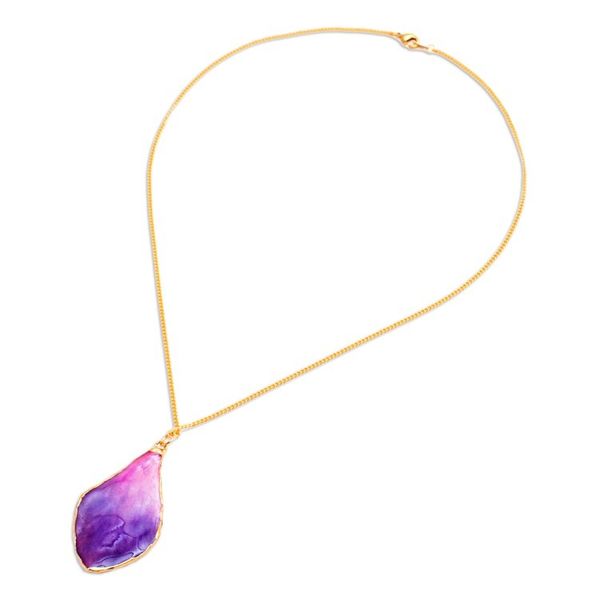 Alternate image for Fuchsia and Purple Petal 22k Gold-Accented Pendant Necklace Capricious Petal