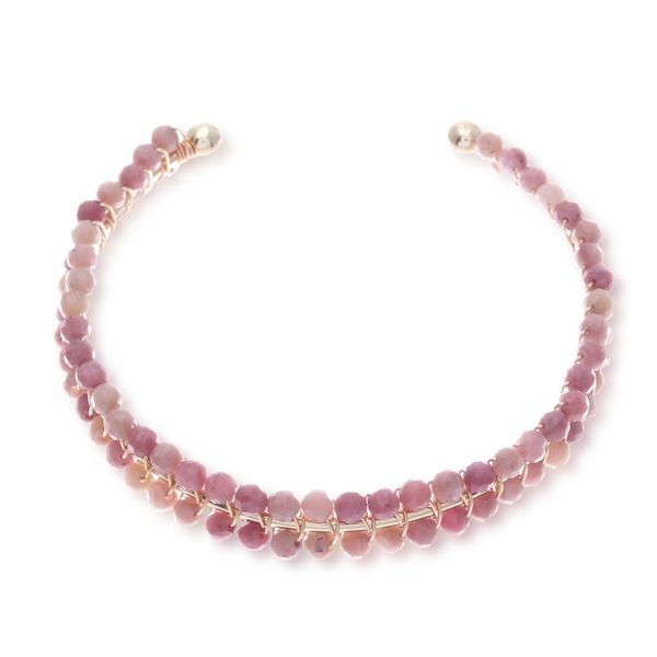 Alternate image for Pink Rhodochrosite Beaded Cuff Bracelet Handmade in Thailand Life of Emotions