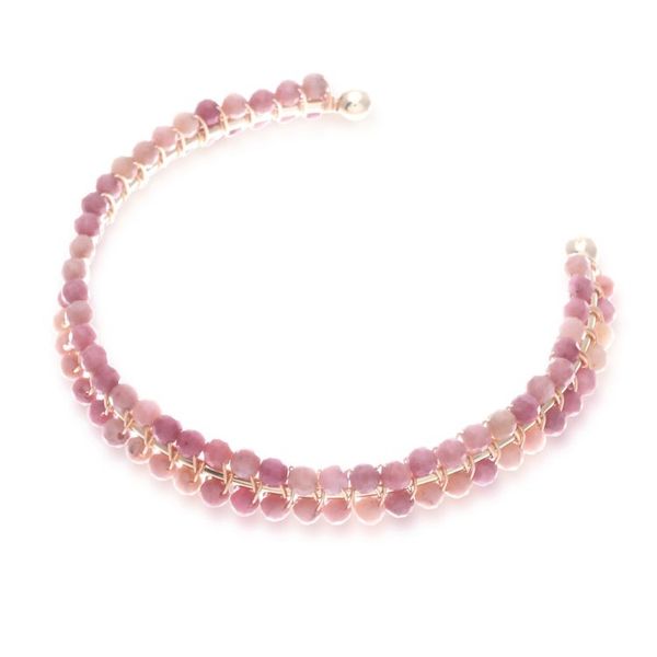 Alternate image for Pink Rhodochrosite Beaded Cuff Bracelet Handmade in Thailand Life of Emotions