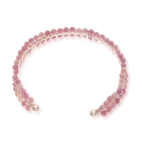 Alternate image for Pink Rhodochrosite Beaded Cuff Bracelet Handmade in Thailand Life of Emotions