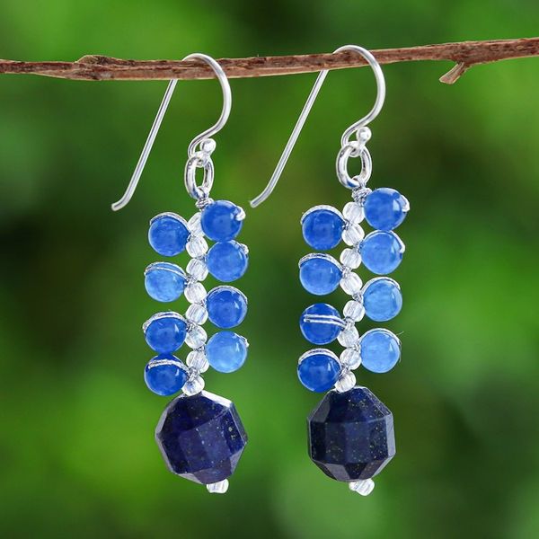 Alternate image for Bilberry-Inspired Glass Beaded Dangle Earrings from Thailand Bilberries