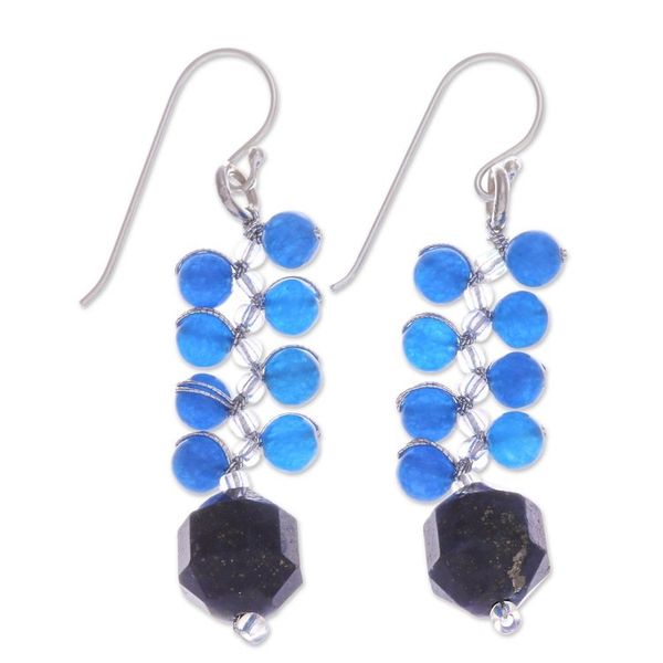 Alternate image for Bilberry-Inspired Glass Beaded Dangle Earrings from Thailand Bilberries