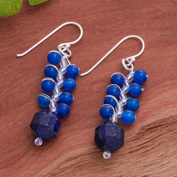 Alternate image for Bilberry-Inspired Glass Beaded Dangle Earrings from Thailand Bilberries
