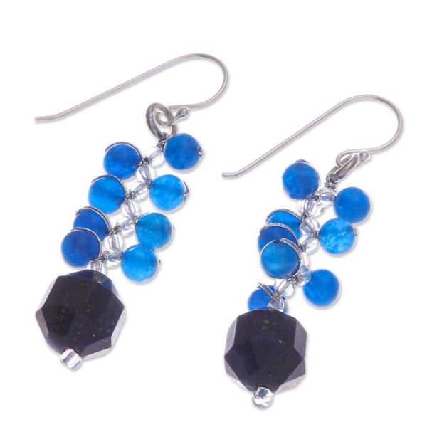Alternate image for Bilberry-Inspired Glass Beaded Dangle Earrings from Thailand Bilberries