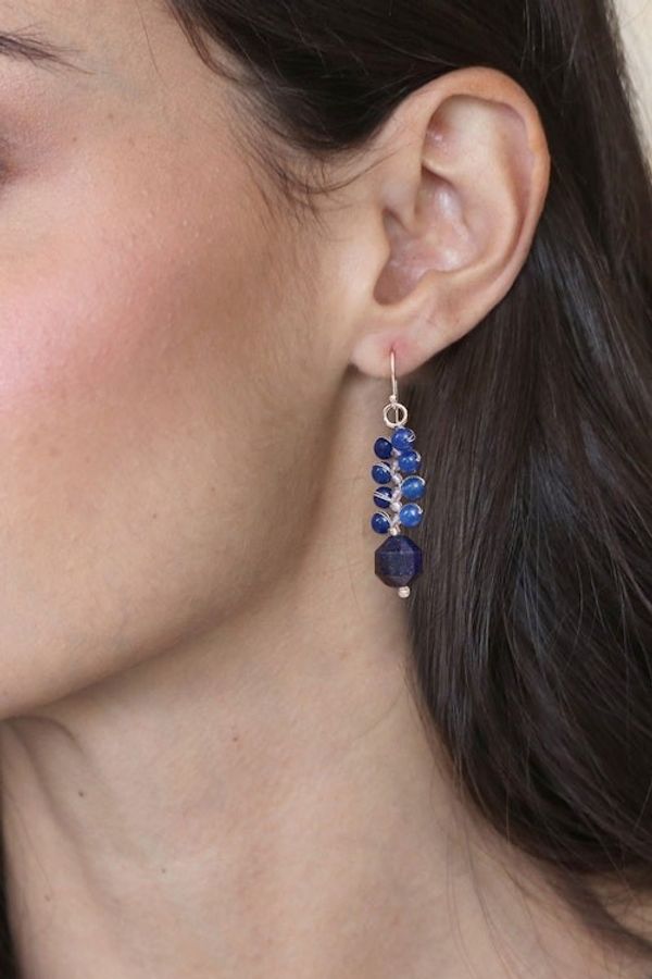 Alternate image for Bilberry-Inspired Glass Beaded Dangle Earrings from Thailand Bilberries