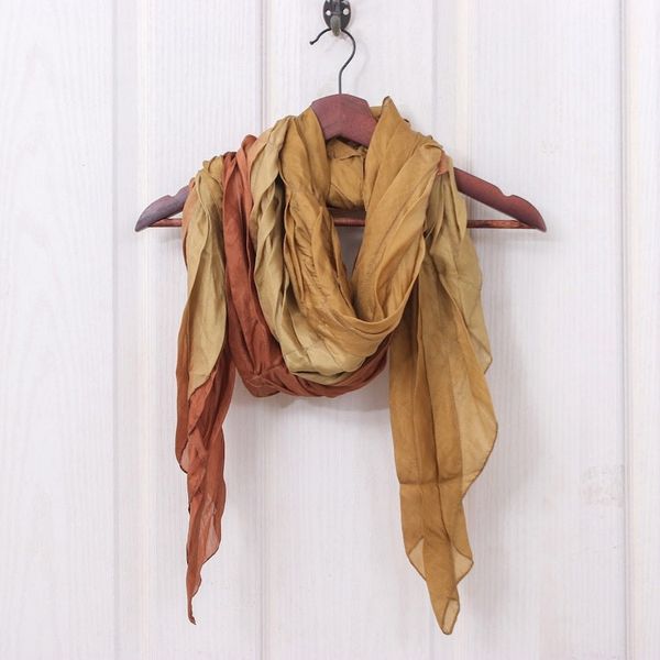 Alternate image for Handwoven Golden and Brown Soft Silk Scarf from Thailand Golden Instant