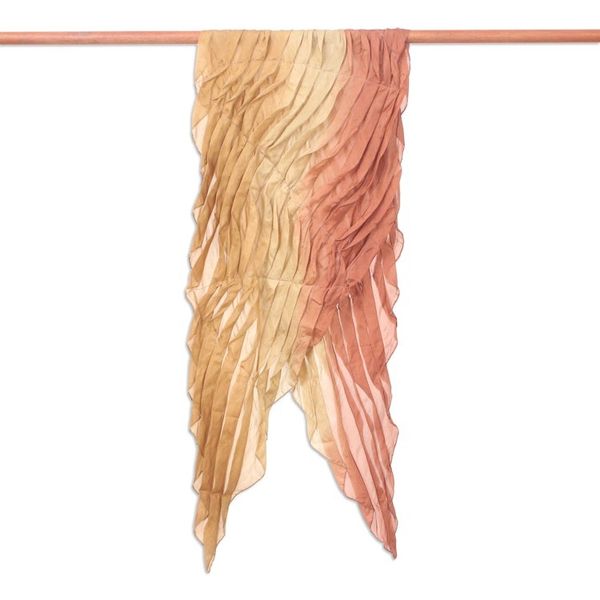 Alternate image for Handwoven Golden and Brown Soft Silk Scarf from Thailand Golden Instant