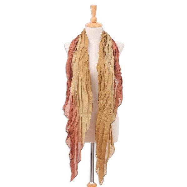 Alternate image for Handwoven Golden and Brown Soft Silk Scarf from Thailand Golden Instant