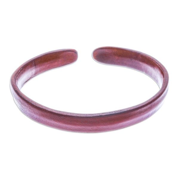 Alternate image for Handcrafted Modern Leather Cuff Bracelet in Brown Simply Resilient