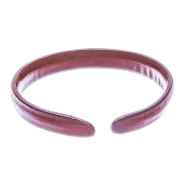 Alternate image for Handcrafted Modern Leather Cuff Bracelet in Brown Simply Resilient