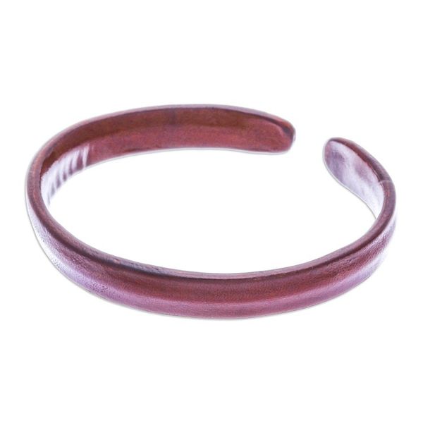 Alternate image for Handcrafted Modern Leather Cuff Bracelet in Brown Simply Resilient
