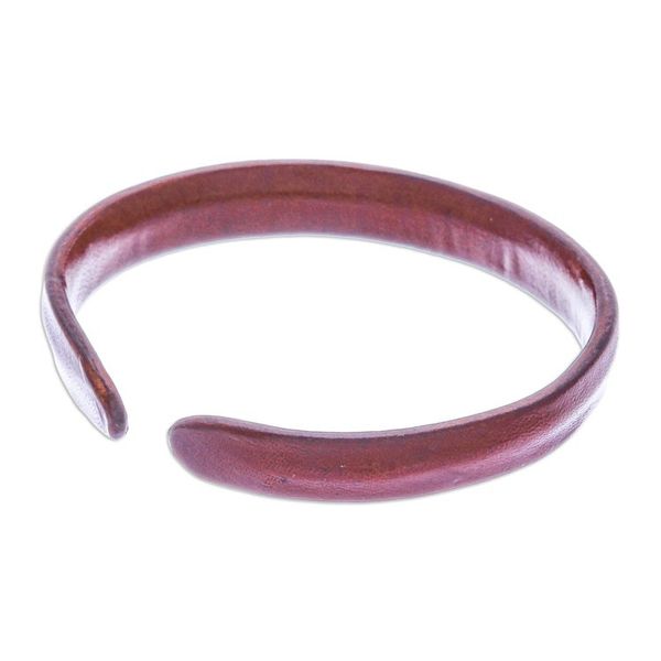 Alternate image for Handcrafted Modern Leather Cuff Bracelet in Brown Simply Resilient