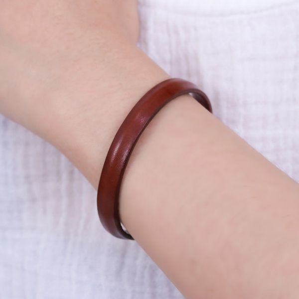 Alternate image for Handcrafted Modern Leather Cuff Bracelet in Brown Simply Resilient