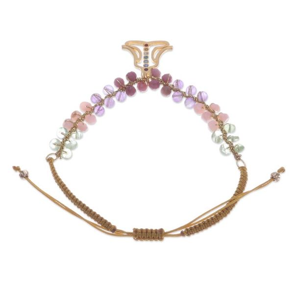 Alternate image for Multi-Gemstone Bracelet with Gold-Plated Chakra Pendant Seven Chakras