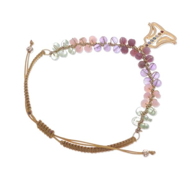 Alternate image for Multi-Gemstone Bracelet with Gold-Plated Chakra Pendant Seven Chakras