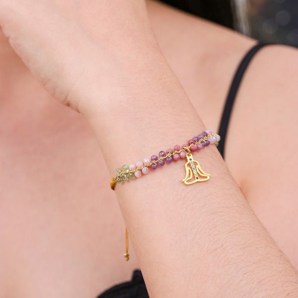 Alternate image for Multi-Gemstone Bracelet with Gold-Plated Chakra Pendant Seven Chakras