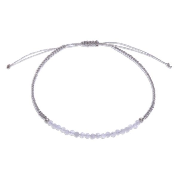 Alternate image for Adjustable Hematite Pendant Bracelet with Grey Macrame Cord Luxurious Delicacy