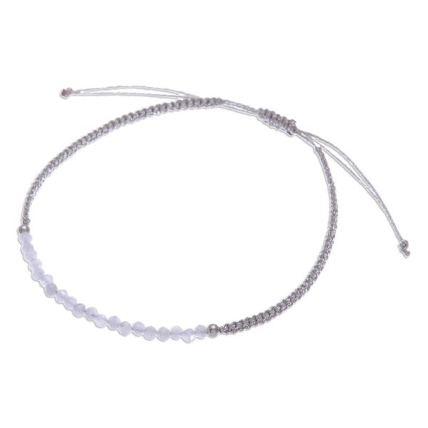 Alternate image for Adjustable Hematite Pendant Bracelet with Grey Macrame Cord Luxurious Delicacy