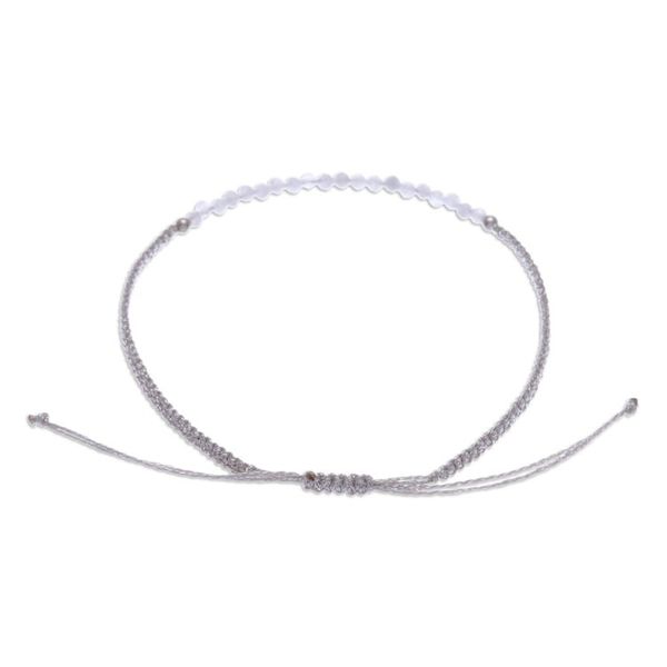 Alternate image for Adjustable Hematite Pendant Bracelet with Grey Macrame Cord Luxurious Delicacy