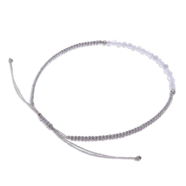Alternate image for Adjustable Hematite Pendant Bracelet with Grey Macrame Cord Luxurious Delicacy