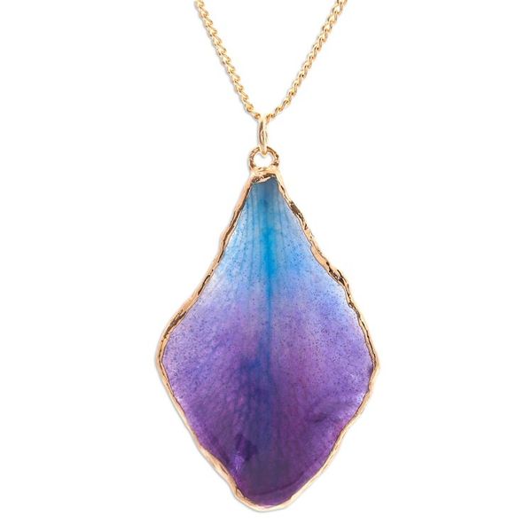 Alternate image for Blue and Purple Orchid 22k Gold-Accented Pendant Necklace Oneiric Petal