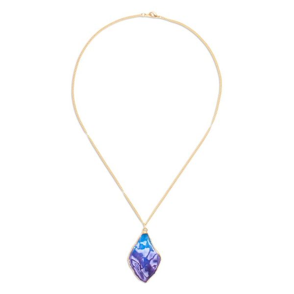 Alternate image for Blue and Purple Orchid 22k Gold-Accented Pendant Necklace Oneiric Petal