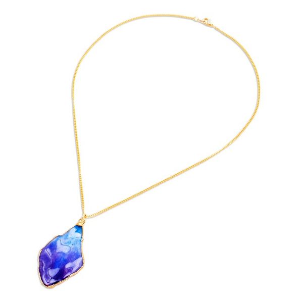 Alternate image for Blue and Purple Orchid 22k Gold-Accented Pendant Necklace Oneiric Petal