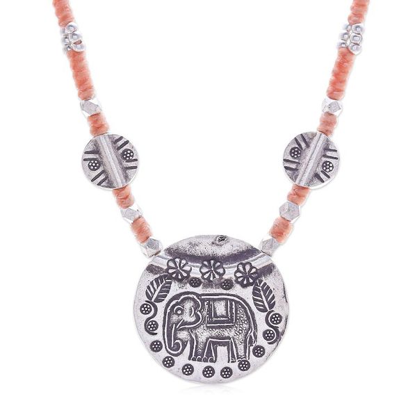 Alternate image for Elephant-Themed Thai-Made Karen Silver Pendant Necklace Thai Sage