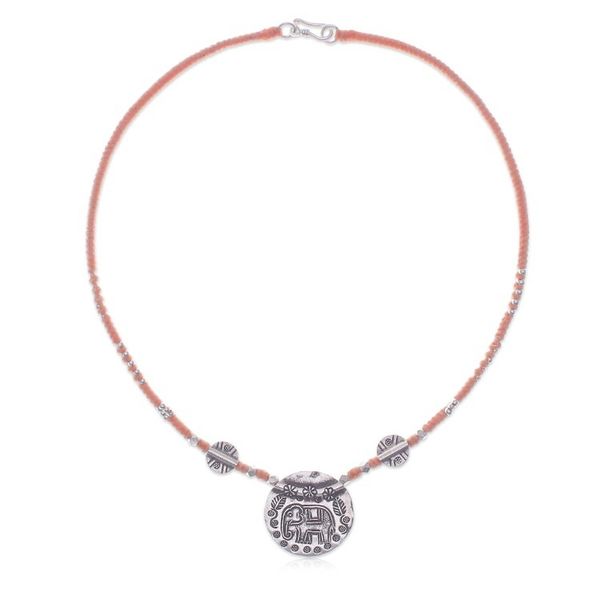 Alternate image for Elephant-Themed Thai-Made Karen Silver Pendant Necklace Thai Sage