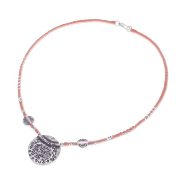 Alternate image for Elephant-Themed Thai-Made Karen Silver Pendant Necklace Thai Sage