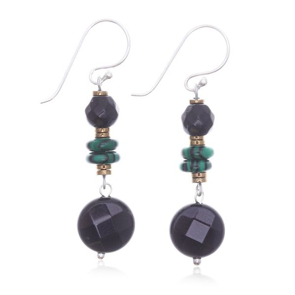 Alternate image for Multi-Gemstone Beaded Dangle Earrings in Green and Black Desired Heaven