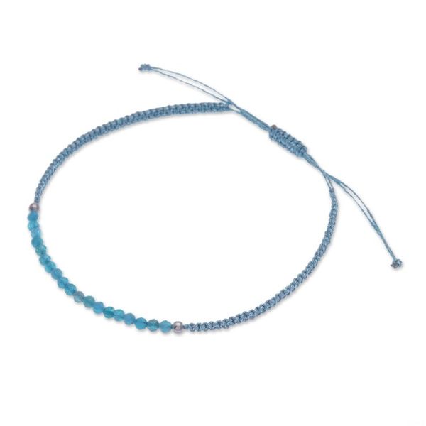 Alternate image for Adjustable Apatite Beaded Macrame Pendant Bracelet Sea Delicacy
