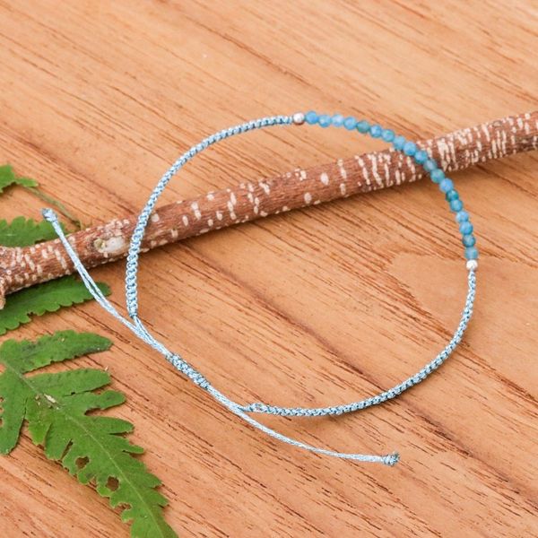Alternate image for Adjustable Apatite Beaded Macrame Pendant Bracelet Sea Delicacy