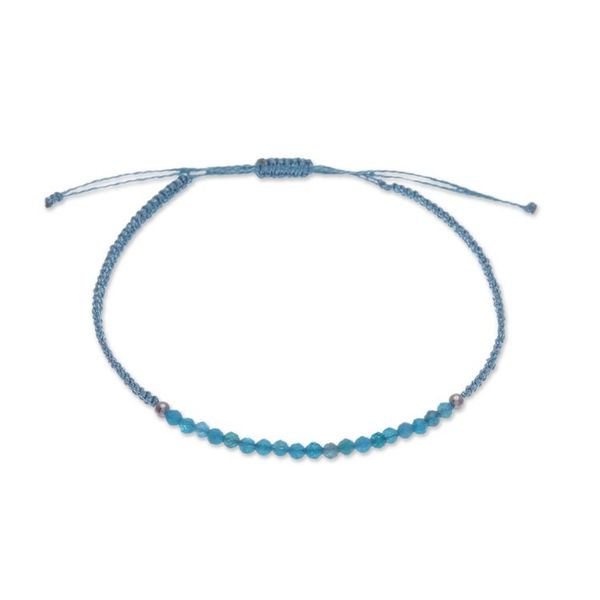 Alternate image for Adjustable Apatite Beaded Macrame Pendant Bracelet Sea Delicacy