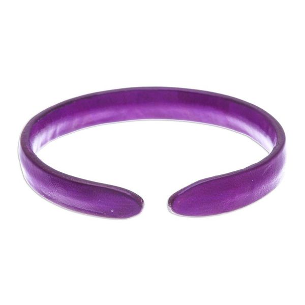 Alternate image for Handcrafted Modern Leather Cuff Bracelet in Purple Simply Wise