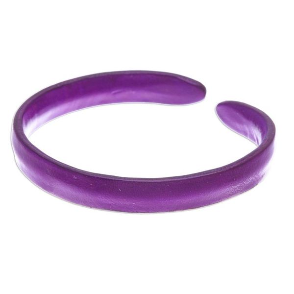 Alternate image for Handcrafted Modern Leather Cuff Bracelet in Purple Simply Wise