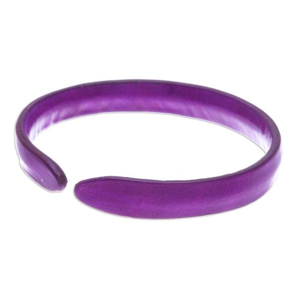 Alternate image for Handcrafted Modern Leather Cuff Bracelet in Purple Simply Wise