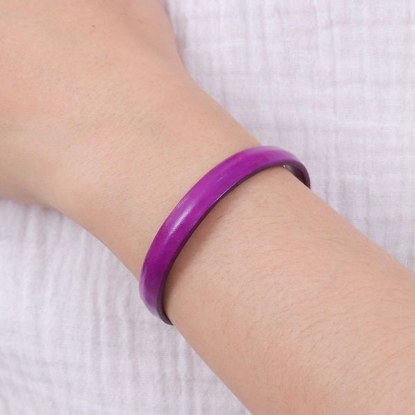 Alternate image for Handcrafted Modern Leather Cuff Bracelet in Purple Simply Wise