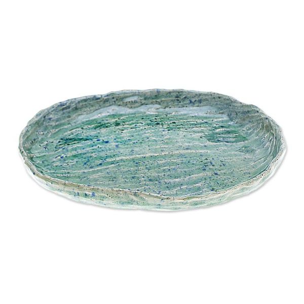 Alternate image for Ocean-Inspired Blue Oval Celadon Ceramic Appetizer Plate Waves of Elegance