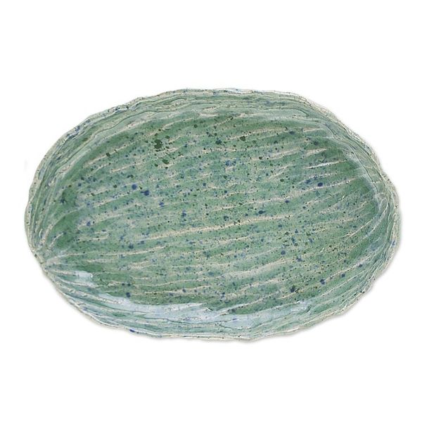 Alternate image for Ocean-Inspired Blue Oval Celadon Ceramic Appetizer Plate Waves of Elegance