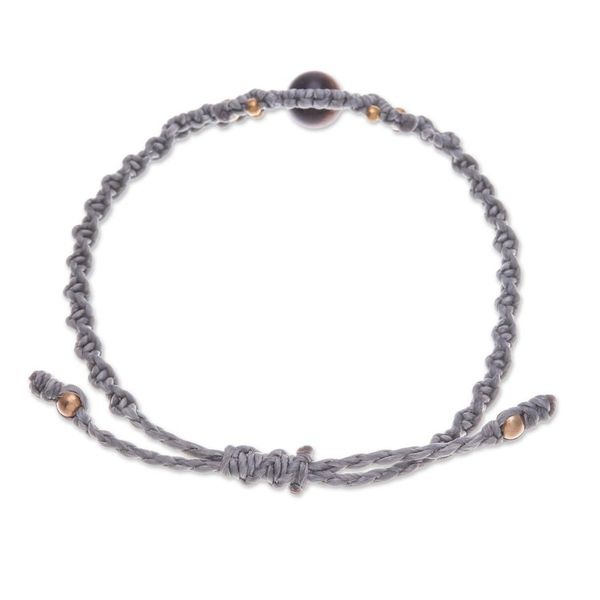 Alternate image for Thai Handcrafted Grey Tigers Eye Macrame Pendant Bracelet Sole Power