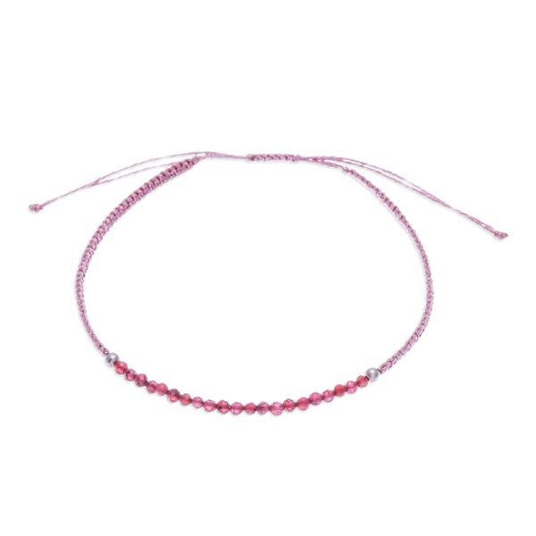 Alternate image for Adjustable Garnet Beaded Macrame Pendant Bracelet Chic Delicacy