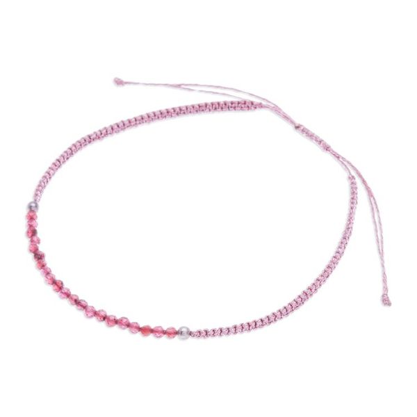 Alternate image for Adjustable Garnet Beaded Macrame Pendant Bracelet Chic Delicacy