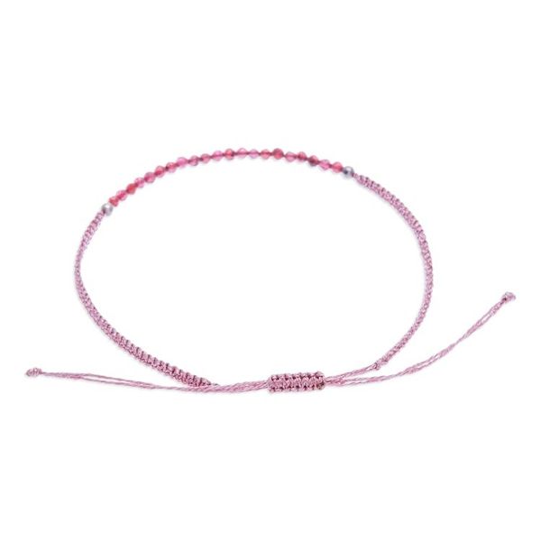 Alternate image for Adjustable Garnet Beaded Macrame Pendant Bracelet Chic Delicacy
