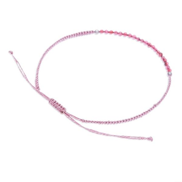 Alternate image for Adjustable Garnet Beaded Macrame Pendant Bracelet Chic Delicacy