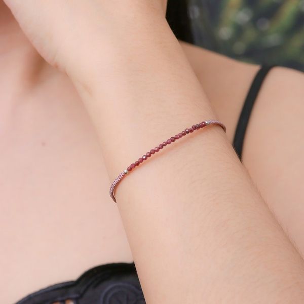 Alternate image for Adjustable Garnet Beaded Macrame Pendant Bracelet Chic Delicacy