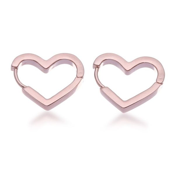 Alternate image for Polished Heart-Themed 18k Rose Gold-Plated Hoop Earrings Rose Gold of Love