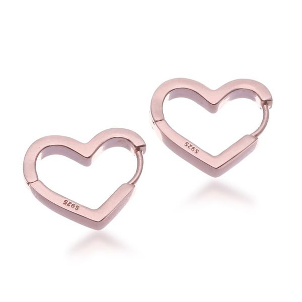 Alternate image for Polished Heart-Themed 18k Rose Gold-Plated Hoop Earrings Rose Gold of Love