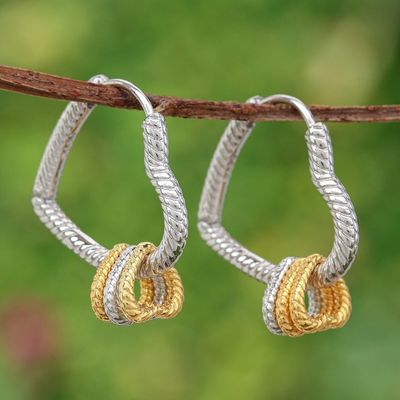 Alternate image for 18k Gold-Accented Hoop Earrings with Heart-Themed Charms Lovely Hearts