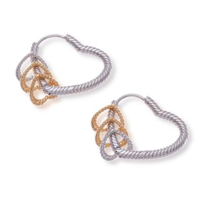 Alternate image for 18k Gold-Accented Hoop Earrings with Heart-Themed Charms Lovely Hearts